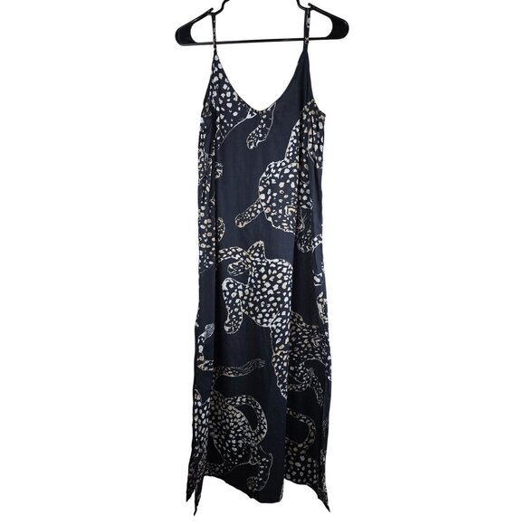 Elegant Black Maxi Dress with Leopard Print - Picture 2 of 7